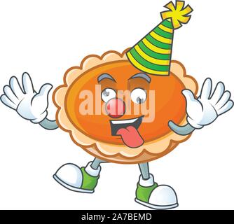 Torta arancione in carattere con il clown Illustrazione Vettoriale