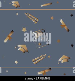 Modello senza giunture in oro per la laurea. Illustrazione Vettoriale Illustrazione Vettoriale