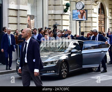 Giuseppe Conte, il Primo Ministro italiano, alla sfida di idrogeno conferenza globale in Roma (La Lanterna, Via Tomacelli). Roma, Italia. Oct 10, 2019. Foto Stock