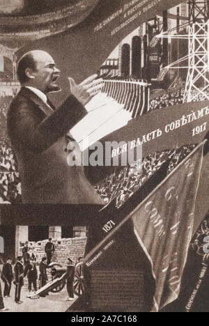 Tutto il potere ai sovietici. Vintage poster sovietico. Foto Stock
