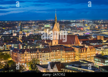 Vista aerea della Marktkirche e città di Hannover, Germania Foto Stock