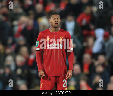 Il 30 ottobre 2019, Anfield, Liverpool, in Inghilterra; Carabao Cup, Liverpool v Arsenal : Rhian Brewster (24) di Liverpool durante il gioco Credito: Mark Cosgrove/news immagini Foto Stock