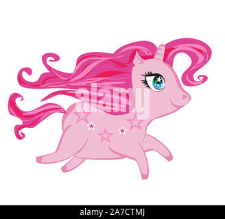 Cartoon unicorn - illustrazione isolato Foto Stock