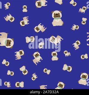 Bulldog francese seamless pattern,cartoon illustrazione vettoriale Illustrazione Vettoriale