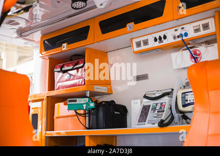 All'interno di un'ambulanza con Foto Stock