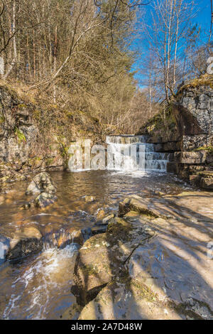 Cascata sulla prua Lee Beck, Superiore Teesdale, in Primavera Foto Stock