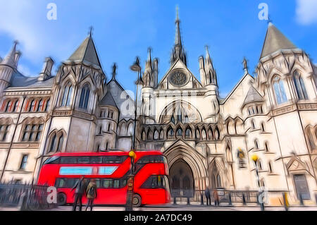 Royal Courts of Justice di Londra, opere d'arte digitale Foto Stock