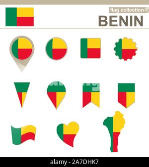 Benin bandiera raccolta, 12 versioni Illustrazione Vettoriale