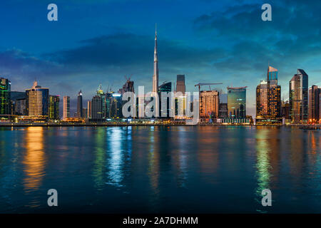 Vista panoramica sullo skyline di Dubai Foto Stock