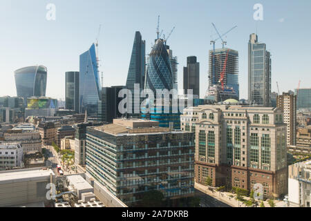 City of London skyline da Aldgate Foto Stock