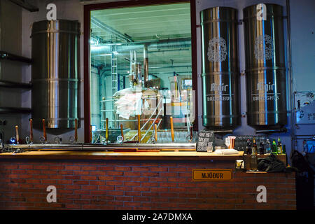 AEgisgarður, birra artigianale in fabbrica a Reykjavik, Icleand Foto Stock