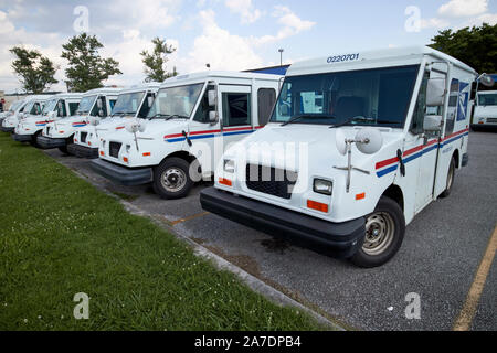 Fila di grumman llv United States Postal service delivery usps autocarri leggeri Oak Ridge tennessee USA Foto Stock