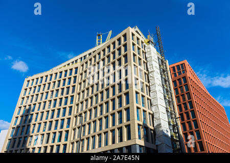 Il Calico Building e il carding Building, (in costruzione, ottobre 2019), Manchester New Square Development Manchester, Inghilterra, Regno Unito Foto Stock