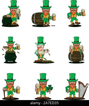 Buncle di saint patricks day celebrazione icone Illustrazione Vettoriale