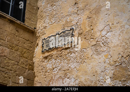 Dettagli antiche strade vicoli Mdina vecchia architettura Travel località Pareti di calcare Foto Stock