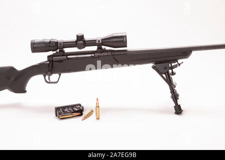 Savage Asse II XP bolt action .308vincere con Bushnell Banner ambito Foto Stock