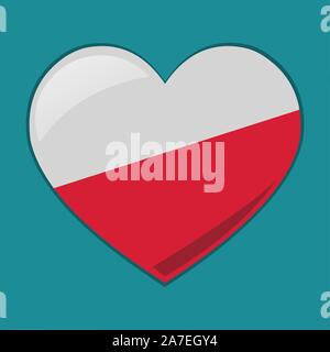 Cuore con la Polonia vettore di flag simbolo illustrazione Illustrazione Vettoriale