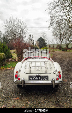 Auch ,Gers, Francia, 10 Gennaio 2008 . White MGA 1600 dal 1960 appartenente ad un allevatore francese. Foto Stock