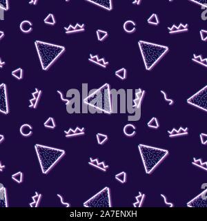 Il Neon seamless pattern con Memphis e 80s style Illustrazione Vettoriale