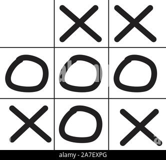 Tictactoe game icona su sfondo bianco in stile appartamento. tictactoe game icona per il vostro web site design, logo, app, UI. gioco simbolo. tictactoe segno. Illustrazione Vettoriale