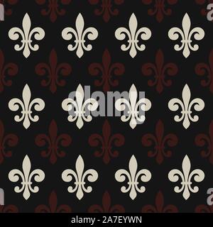 Brown Fleur de Lis seamless pattern texture di sfondo Illustrazione Vettoriale