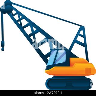 Escavatore icona della gru. Cartoon di escavatore gru icona vettoriali per il web design isolato su sfondo bianco Illustrazione Vettoriale