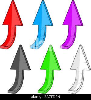 Fino a mano le frecce disegnate. Schizzo di colore delle icone Illustrazione Vettoriale