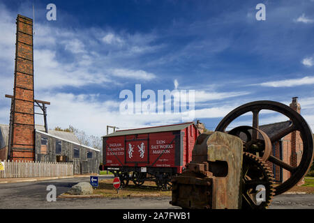Il sale di Lion funziona ultima rimanendo aperta pan funziona sale Marston, Northwich, Cheshire. chiuso 1986 ora conservata come un museo, Foto Stock