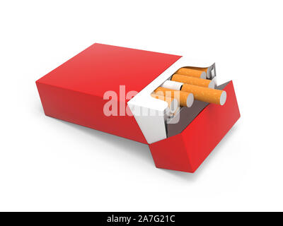 Scatola di sigarette e sigarette isolato su sfondo bianco. 3D illustrazione  Foto stock - Alamy