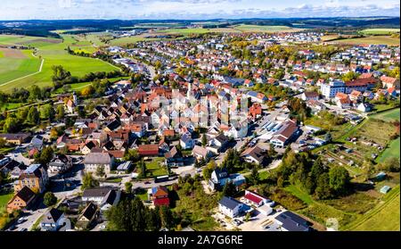 Vista aerea, vista città, Neresheim, Baden-Württemberg, Germania Foto Stock