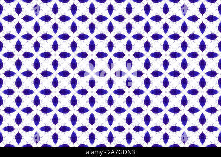 Acquerello seamless disegno geometrico. In navy blu su sfondo bianco. Foto Stock