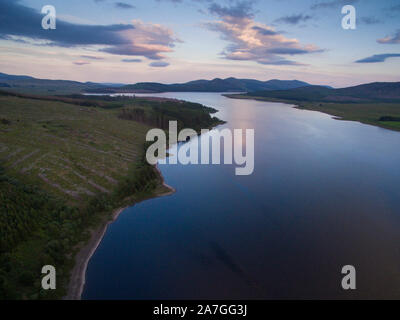 Vista aerea del Loch Doon Ayrshire Scotland Regno Unito Foto Stock