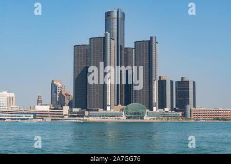 Detroit, MI - 21 Settembre 2019: Corporate Headquarters Building della General Motors a Detroit, Michigan Foto Stock