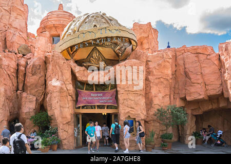 Mythos Ristorante, migliori del mondo Theme Park Restaurant at Universal Orlando Resort e Islands of Adventure, Universal Studios Florida, Stati Uniti d'America Foto Stock