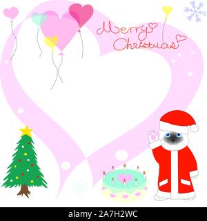Scheda di Natale. Buon Natale. biglietto di auguri con Birman cat illustrazione nel vettore Foto Stock