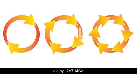 Serie di frecce cerchio. Ricaricare le frecce isolato. Colore aggiorna le frecce del vettore. Frecce di cerchio per una infografica Illustrazione Vettoriale