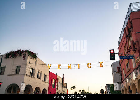 La spiaggia di Venezia segno a Los Angeles in California Foto Stock