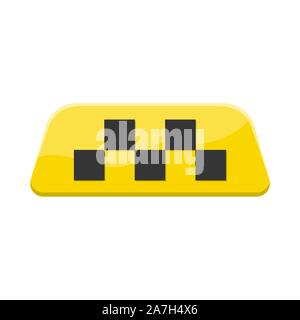 Icona di taxi - vettore. Yellow taxi auto segno del tetto. Appartamento taxi auto icona del tetto isolati. Illustrazione Vettoriale