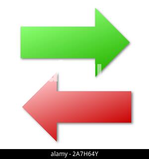 Le frecce del vettore. Frecce verdi e rosse. Le frecce sinistra e destra isolato. Illustrazione Vettoriale