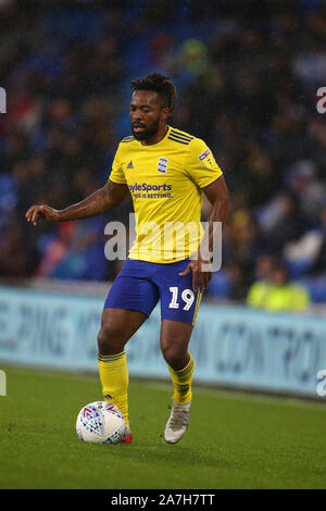 Cardiff, Regno Unito. 02Nov, 2019. Jacques Maghoma della città di Birmingham in azione. EFL Skybet partita in campionato, Cardiff City v Birmingham City a Cardiff City Stadium di sabato 2 novembre 2019. Questa immagine può essere utilizzata solo per scopi editoriali. Solo uso editoriale, è richiesta una licenza per uso commerciale. Nessun uso in scommesse, giochi o un singolo giocatore/club/league pubblicazioni. pic da Andrew Orchard/Andrew Orchard fotografia sportiva/Alamy Live news Credito: Andrew Orchard fotografia sportiva/Alamy Live News Foto Stock