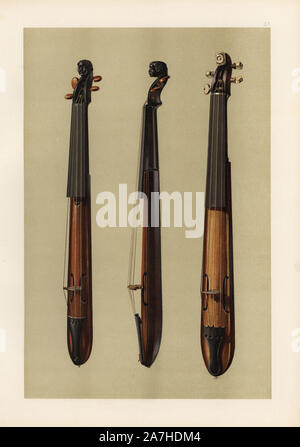 Sordino o "pocket fiddle.' Chromolithograph da una illustrazione di William Gibb da A.J. Hipkins 'Musical Instruments, storico rari e unici,' Adam e Charles nero, Edimburgo, 1888. Alfred James Hipkins (1826-1903) era un musicologo inglese che specializzato nella storia del pianoforte e altri strumenti. William Gibb era un maestro di Illustrator e chromolithographer ed illustrato "Casa reale di Stuart" (1890), 'navale e trofei militari" (1896), e altri. Foto Stock