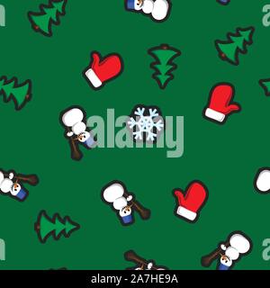 Natale seamless pattern con holiday giocattoli e simboli in appartamento in stile cartone animato Illustrazione Vettoriale