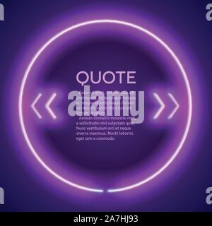 Neon retrò incandescente virgolette telaio Illustrazione Vettoriale