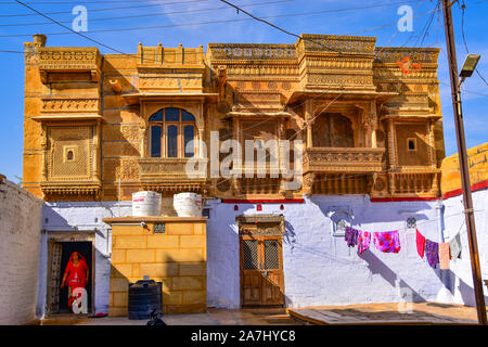 Giorno di lavaggio, Jaisalmer Fort, Jaisalmer, Rajasthan, India Foto Stock