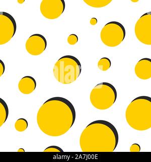 Cerchio modello senza giunture per i tessili, ripetere sfondo geometrico astratto stampa rotondo, vettore di bianco e giallo texture Illustrazione Vettoriale