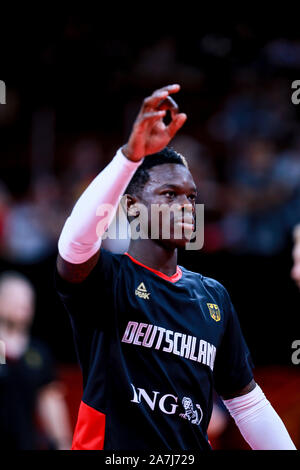 Foto di tedesco giocatore di pallacanestro professionale Dennis Schroder della Germania National Basketball Team al terzo turno del gruppo G Jordan vs Germa Foto Stock