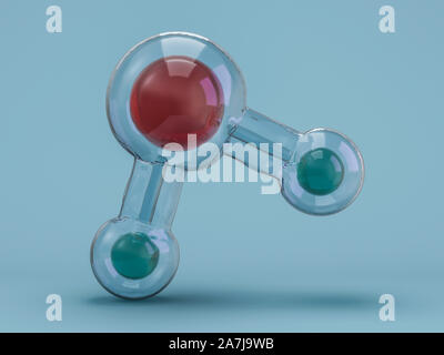 Molecola di acqua. Ecologia e biologia e biochimica del concetto. Il rendering 3D Foto Stock