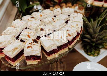 Jelly torta con lamponi Foto Stock