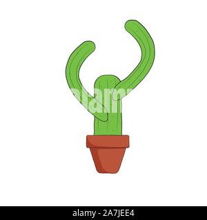 Disegnata a mano con cactus pot illustrazione vettoriale Illustrazione Vettoriale