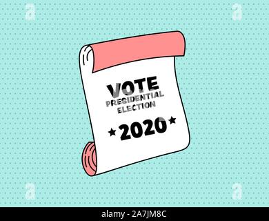 Voto 2020 memphis banner in stile pop art design Illustrazione Vettoriale
